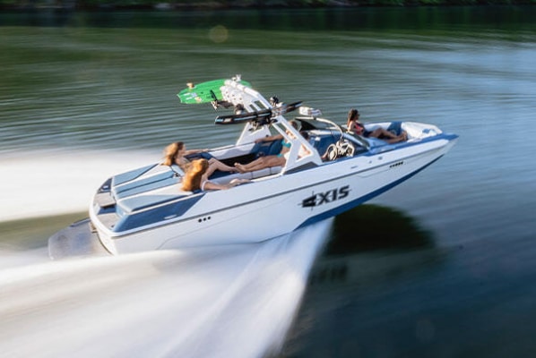 Axis 22 wakeboard boat on the water
